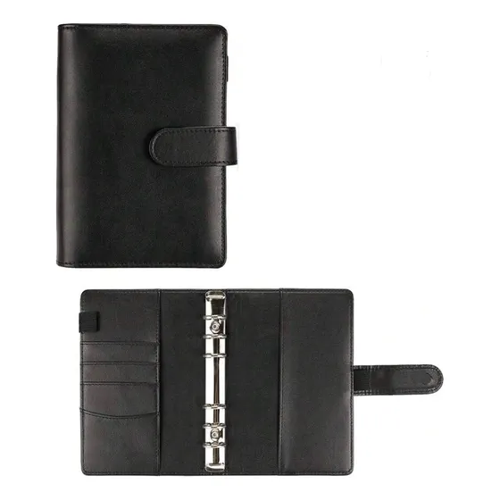 Agenda A5 Recargable Binder Macaron Eco Cuero Negro