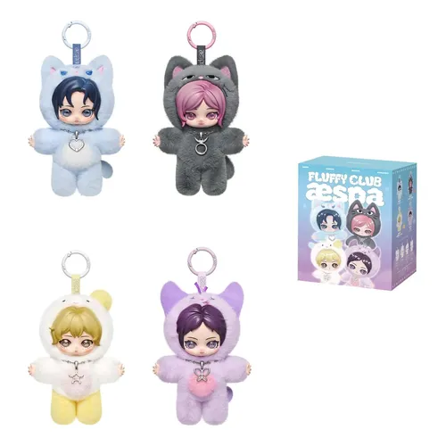 Pingente Boneco Aespa Série Fluffy Club Coleção De Pop Mart