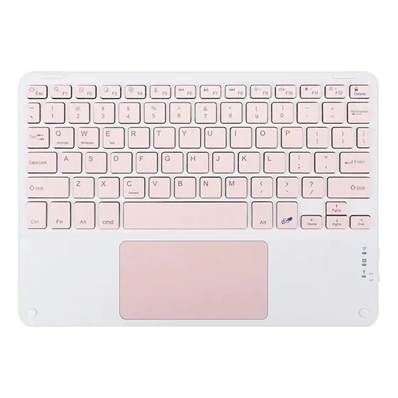 Teclado Abnt2 Touch Para Galaxy Tab S6 Lite A8 S7 Ipad 9 8 7 Rosa Português Brasil