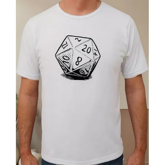 Camiseta Rpg Nerd D20 Dado 20 Lados