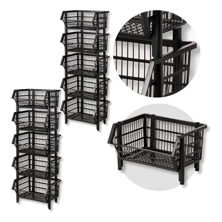 Kit 20 Cesto Organizador Expositor Médio 44cm No02 Preto Preto