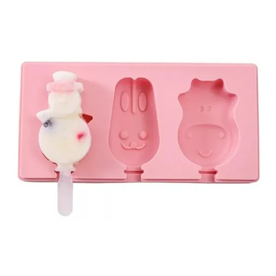 Molde De Silicón Para Helados De Paletas 3 Cavidades 