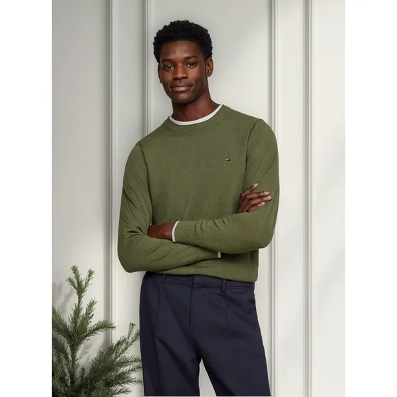 Suéter Verde De Punto Con Cuello Redondo Tommy Hilfiger