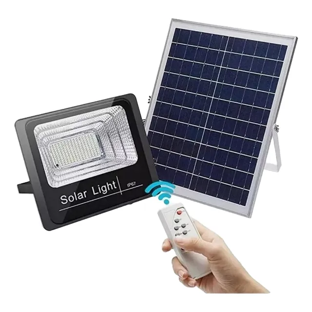 Reflector Led Solar De 300w Con Panel Solar Y Control Remoto