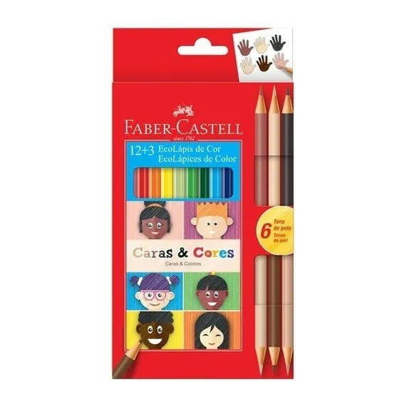 Lapices 12 Colores Faber Castell + 3 Lápices Doble Punta