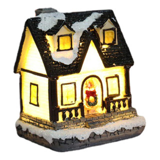 Resina Pintada A Mano Navidad Invierno Casa Led Luz B Resina Pintada A Mano Navidad Invierno Casa Led Luz B