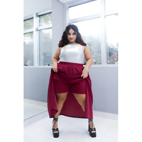 Short Pollera Mujer Ananá Plus Size Maxi Falda Acampanado