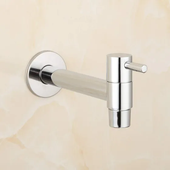Grifo Lavabo Una Sola Manija Extra Largo Cromado Pulido Para
