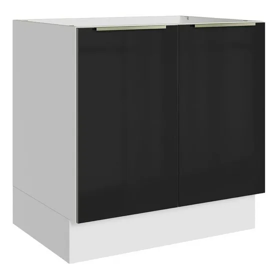 Gabinete Bajo Cocina Madesa Lux 80cm Sin Encimera Bn Color Blanco/Negro