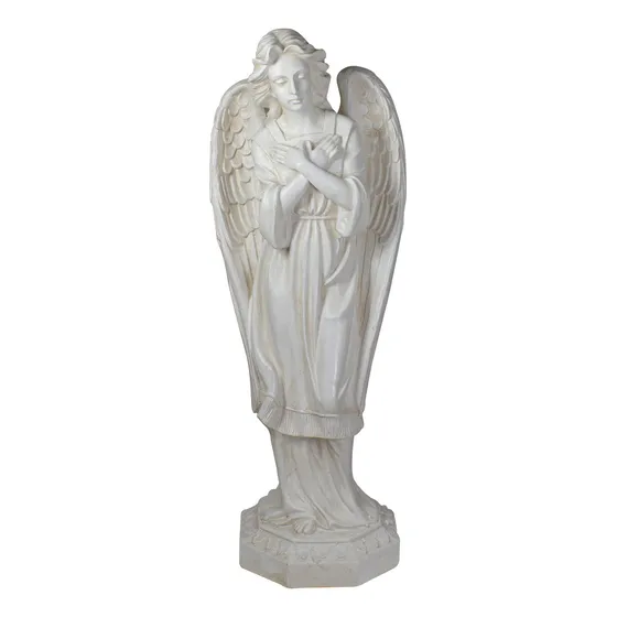 Estatua Angel Marfil Brazo Plegado Para Jardin 30.0 in