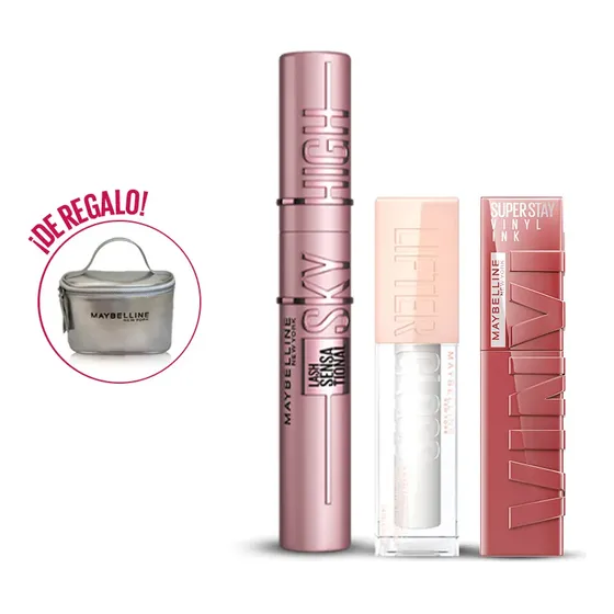 Set De Maquillaje Maybelline: Sky High Ws + Gloss + Vinyl