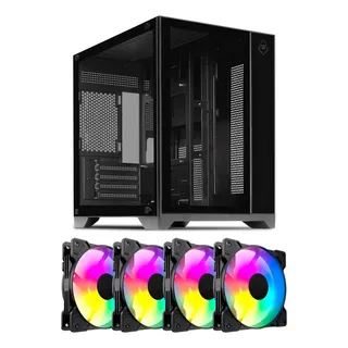Gabinete Gamer Mancer Cv100, Mid-t Lat De Vidro + 4 Fan Argb Gabinete Gamer Mancer Cv100, Mid-t Lat De Vidro + 4 Fan Argb