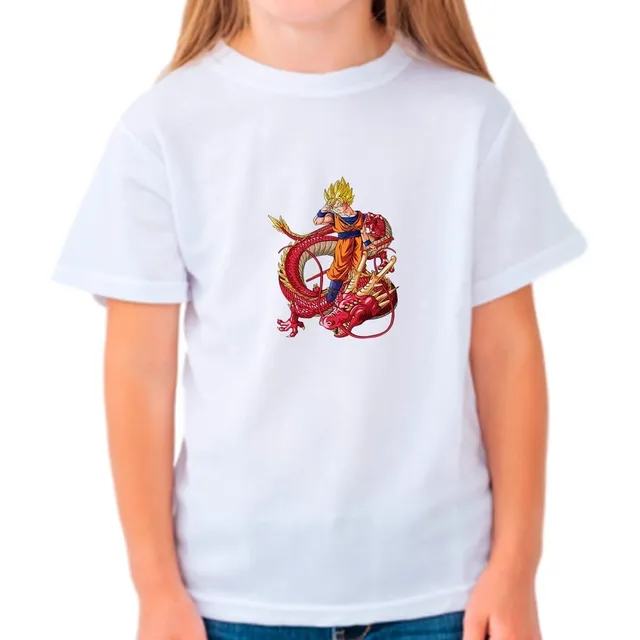 Franela Blanca Para Niños Unisex Goku Ssj Dragon Sublimada 