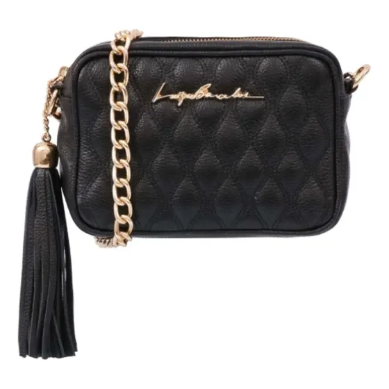 Bolsa Luiza Barcelos Pequena De Corrente 77770594 Acambamento Dos Ferragens Dourada Cor Preto Desenho Do Tecido Liso