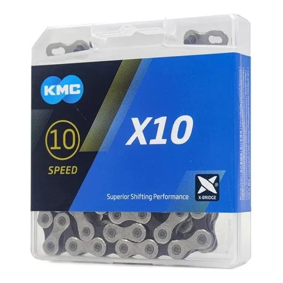Corrente Kmc X10 Silver Prata 116l 10v 2x10v 3x10v Speed Mtb