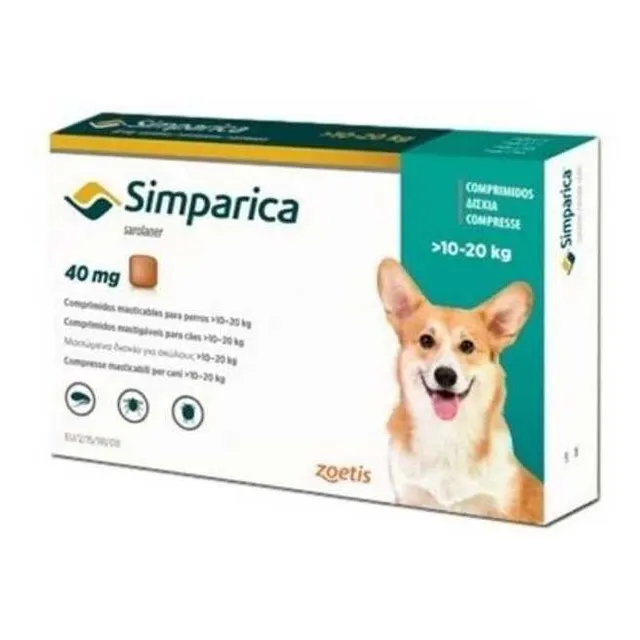Tableta Antipulgas Y Garrapatas Simparica 10 A 20 Kg X1 Comp