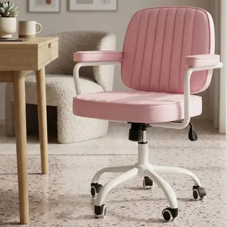 Cadeira De Escritório Ergonômica Python Fly Couro Sintético Cor Rosa