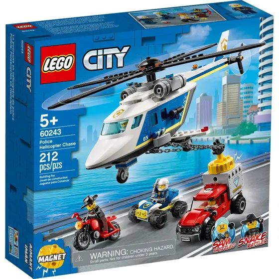 Juguete Policía Persecución Lego En Helicóptero 60243 Cantidad de piezas 212