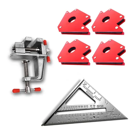 Pack 4 Escuadras Magneticas Soldar 25 Lbs + Escuadra + Torni