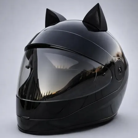 Orelha De Gato Para Capacete E Headset Dupla Face Moto Bike Preto