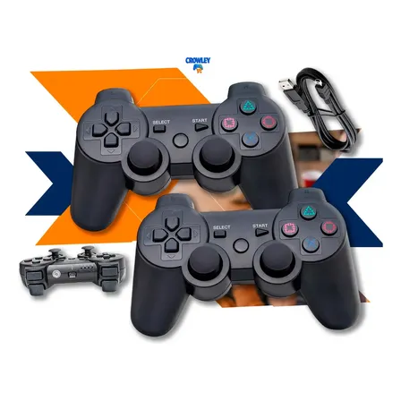 Kit 2 Controle Sem Fio Para Ps3 Joystick Manete Com Cabo Carregador - Crowley