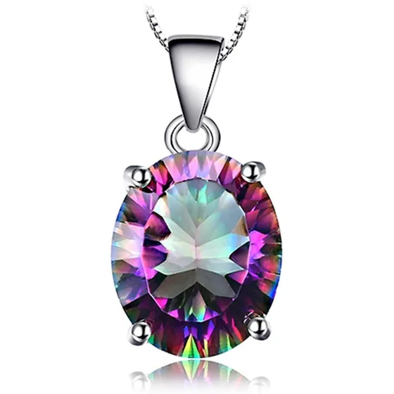 Colar Cordão Feminino Pedra Quartzo Arco-íris Fogo Místico