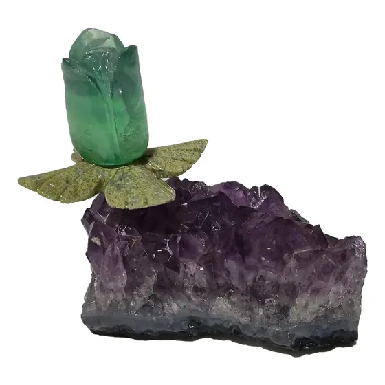 Flor De Cuarzo Con Base Drusa De Amatista, Minerales