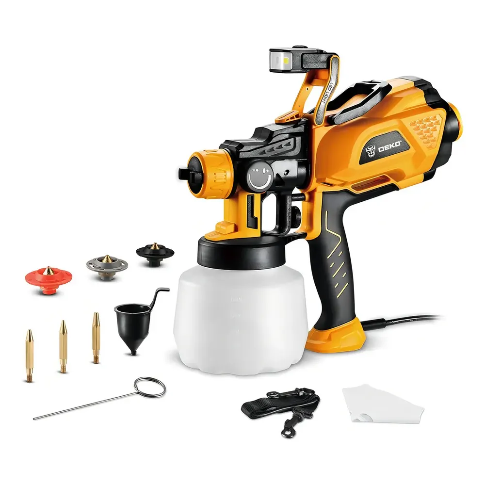 Pistola de Pintura HVLP Deko 600W LED 1,2L 3 Bicos
