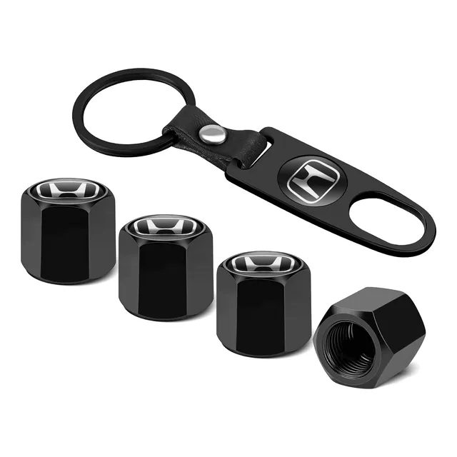 Tapones Válvula Llanta Con Llavero Para Honda, Negro