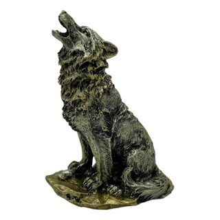 Escultura De Lobo Aullando 15cm Plateado Escultura De Lobo Aullando 15cm Plateado