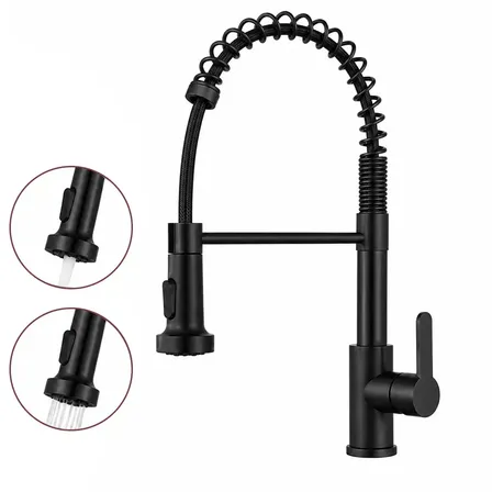 Torneira Monocomando Cozinha Gourmet Bancada Flexível Misturador CIVIS Preto
