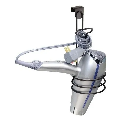 Colgador Soporte Secador Pelo Puerta Baño Negr Salon Belleza Color Gris