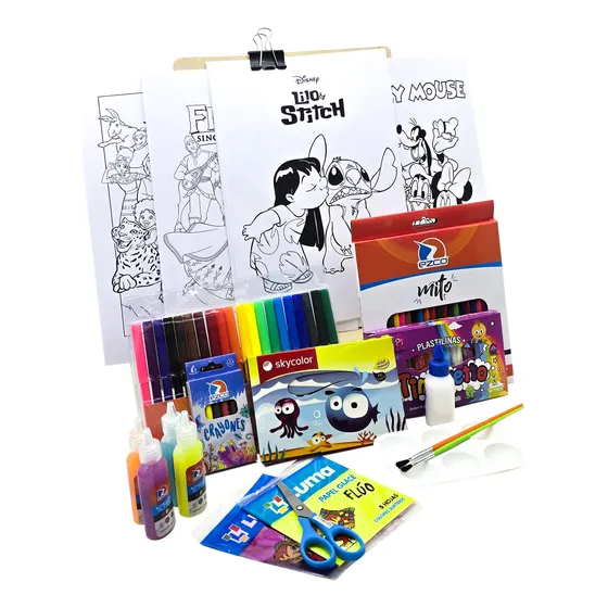 Mega Kit Arte Niños Set Infantil + Dibujos Para Pintar B 