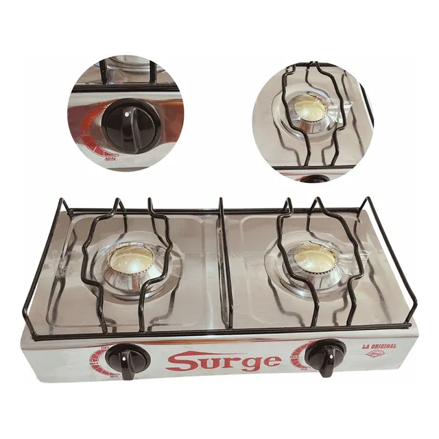Cocina De Mesa 2h Surge Acero + Válvula Gas Natural