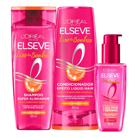 Kit Elseve Liso Dos Sonhos Shampoo + Condicionador + Sérum Kit Elseve Liso Dos Sonhos Shampoo + Condicionador + Sérum