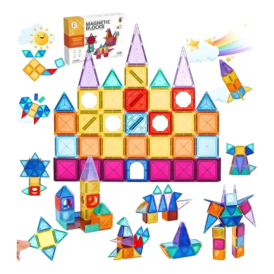 Juego De Bloques De Construcción Magnéticos 3d 70 Piezas