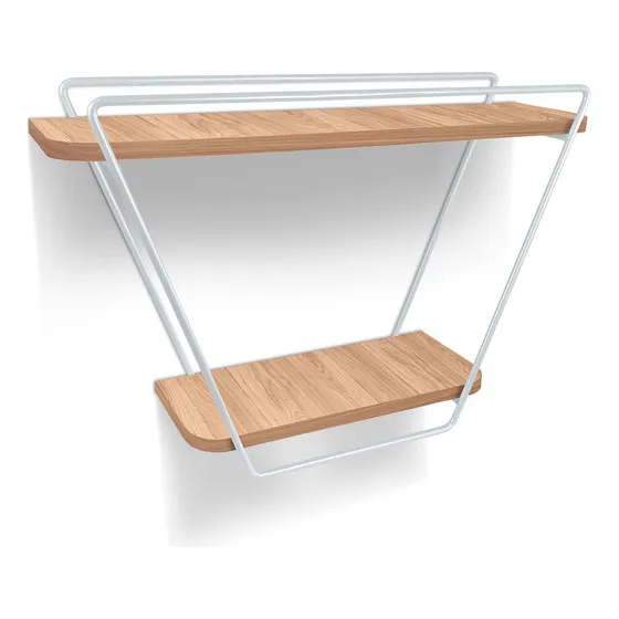 Prateleira Nicho Industrial Arrow De Parede Aço E Madeira Cor Branco Jade