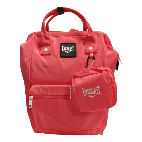 Mochila Cartera Everlast Urbana Grande Antirrobo Color Coral Diseño de la tela Liso