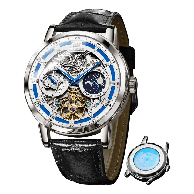 Olevs Relojes Esqueleto Para Hombre Giratorio 4tmbm