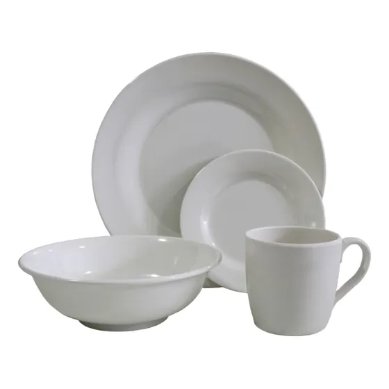 Vajilla En Melamina Clasica Blanca Redonda 16 Piezas