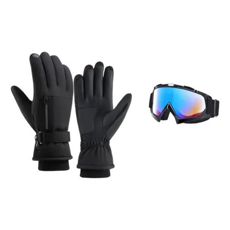 Guantes Deportivos Térmicos + Lentes D Protección Para Niev
