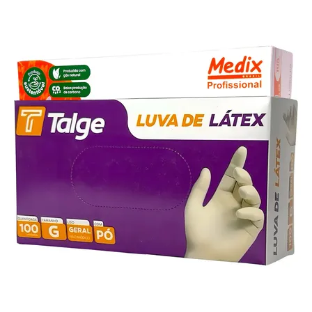 Luvas Descartáveis Medix Látex Natural Com Pó Tamanho G Kit 10x100 Unidades