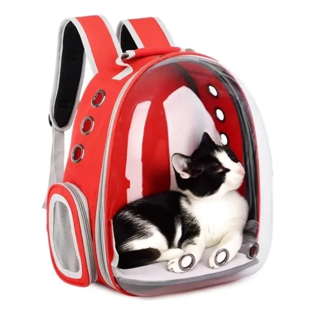 Mochila Cápsula Transparente Portátil Mascota Perro Gato 360