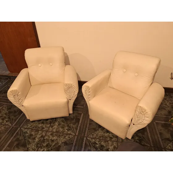 Sillón Individual Blanco De Cuerina Genérica Blanco Liso