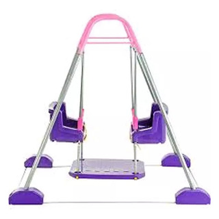 Balanço Duplo Com Estrutura Rosa Jundplay Cor Rosa Com Roxo Balanço Duplo Com Estrutura Rosa Jundplay Cor Rosa Com Roxo