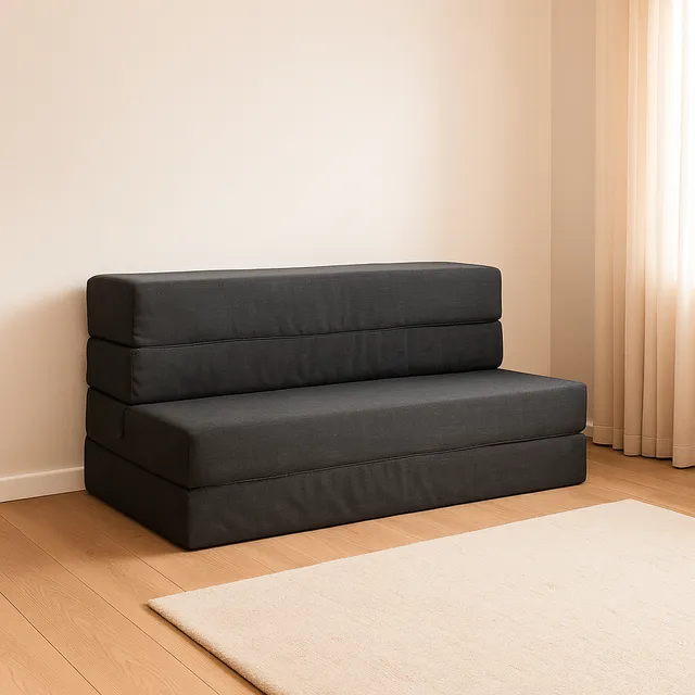 Sofa Cama Doble Sillon Plegable Colchon Matrimonial 2 En 1 Color Grafito