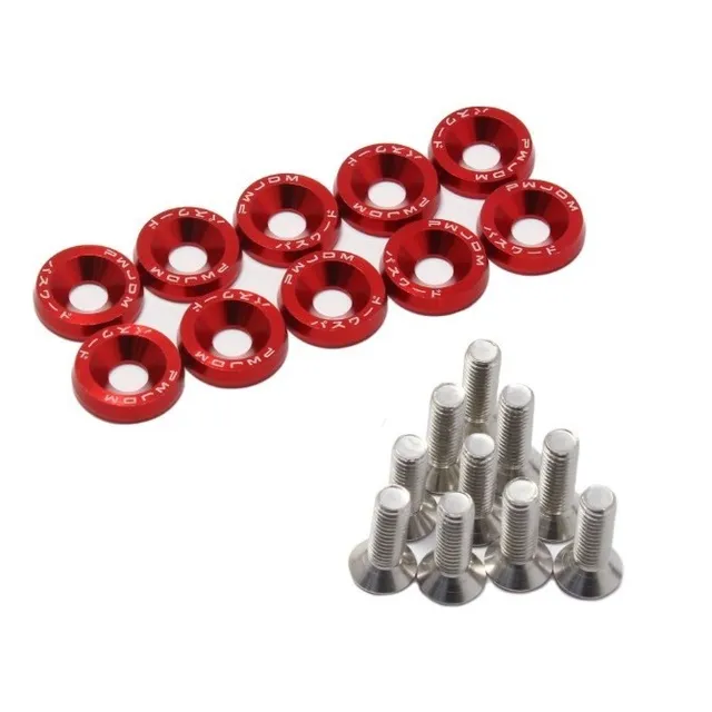 Set Arandelas Aluminio Con Tornillos X10 Rosca 6mm X 20mm 