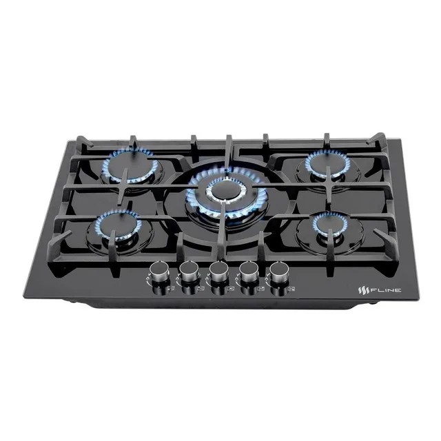 Parrilla Empotrable A Gas 5 Quemadores Oporto5a Fline 76 Cm Color Negro