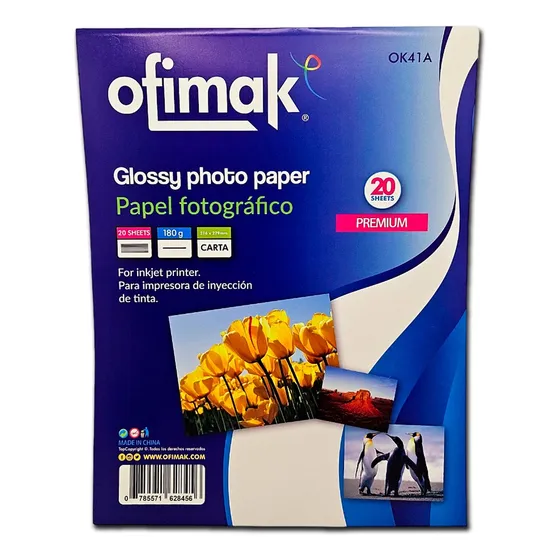 Papel Fotografico Tamaño Carta 180g Y 230g, De 20 Hojas.