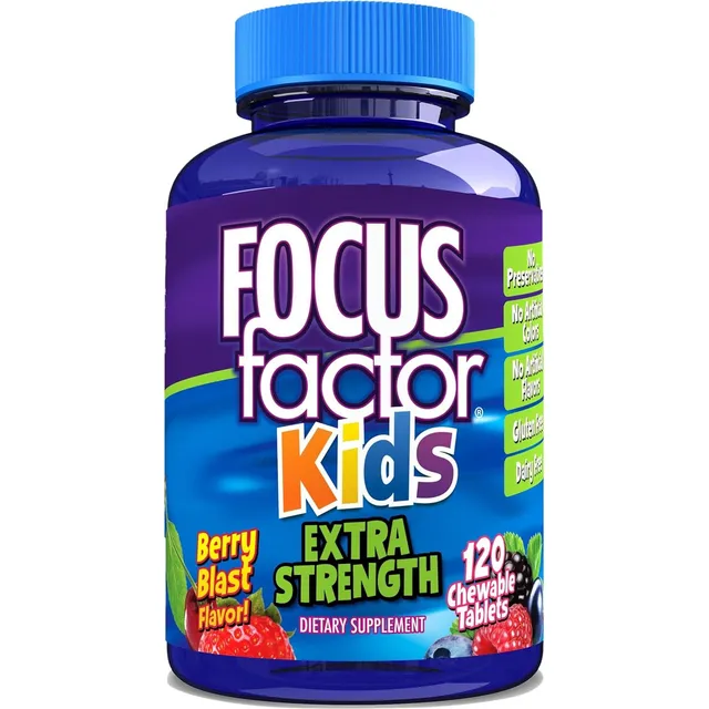 Focus Factor Kids 120 Masticables, Multivitamínico Cerebral. Sabor Deliciosa Baya